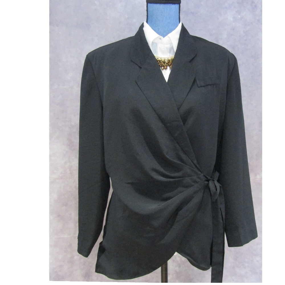 Vintage Susan Hutton Black Wrap Blazer Size 12
